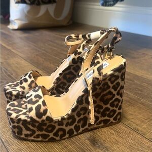 Steve Madden Leopard Print Wedge Sandals
